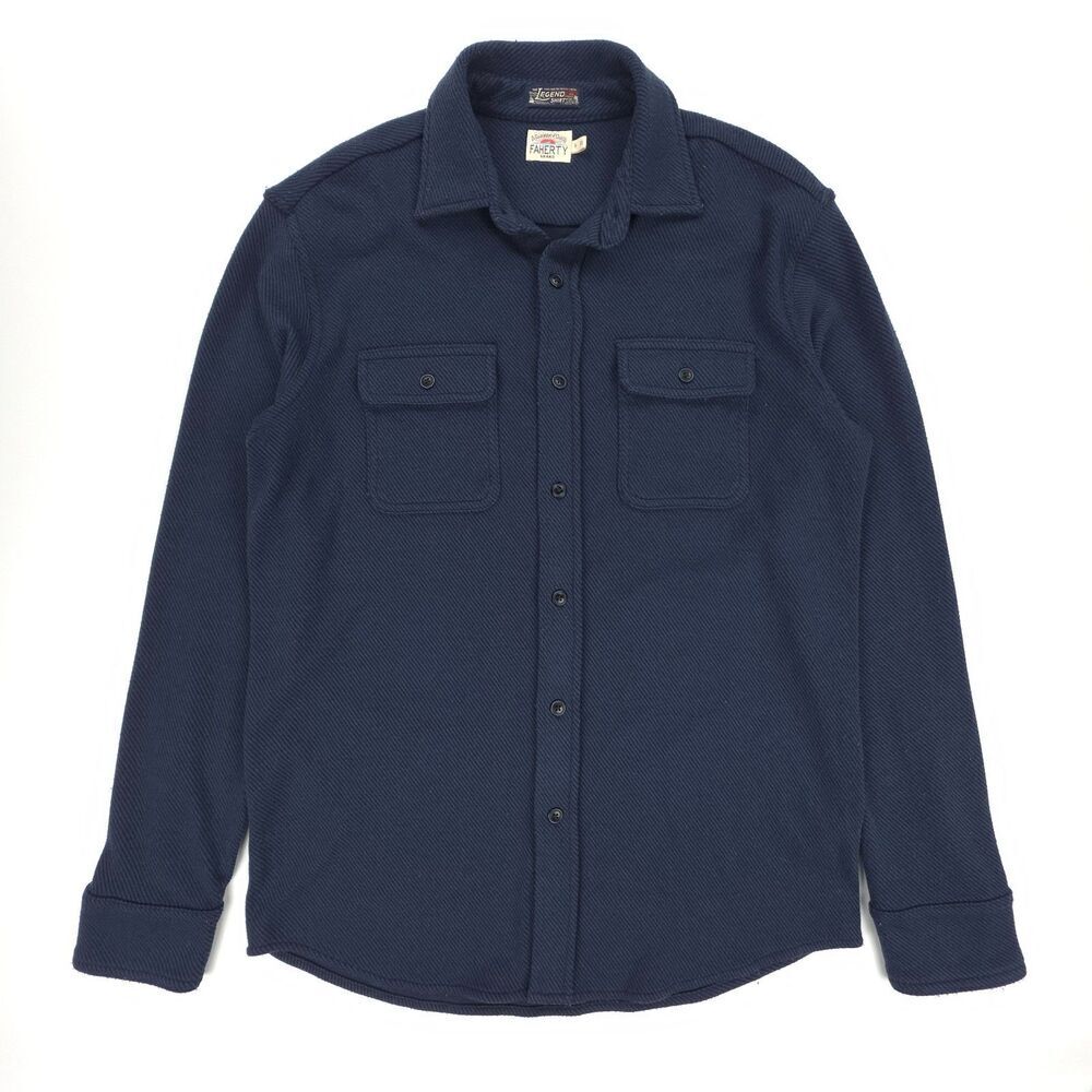 NEW Faherty Legend Sweater Shirt Navy Minimal Beachy Boho Indie Hipster Casual